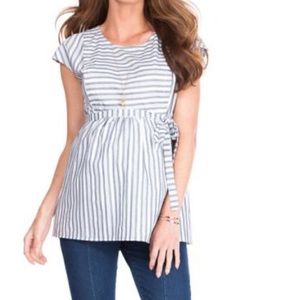 SERAPHINE Cotton Striped Nursing Maternity Top 12